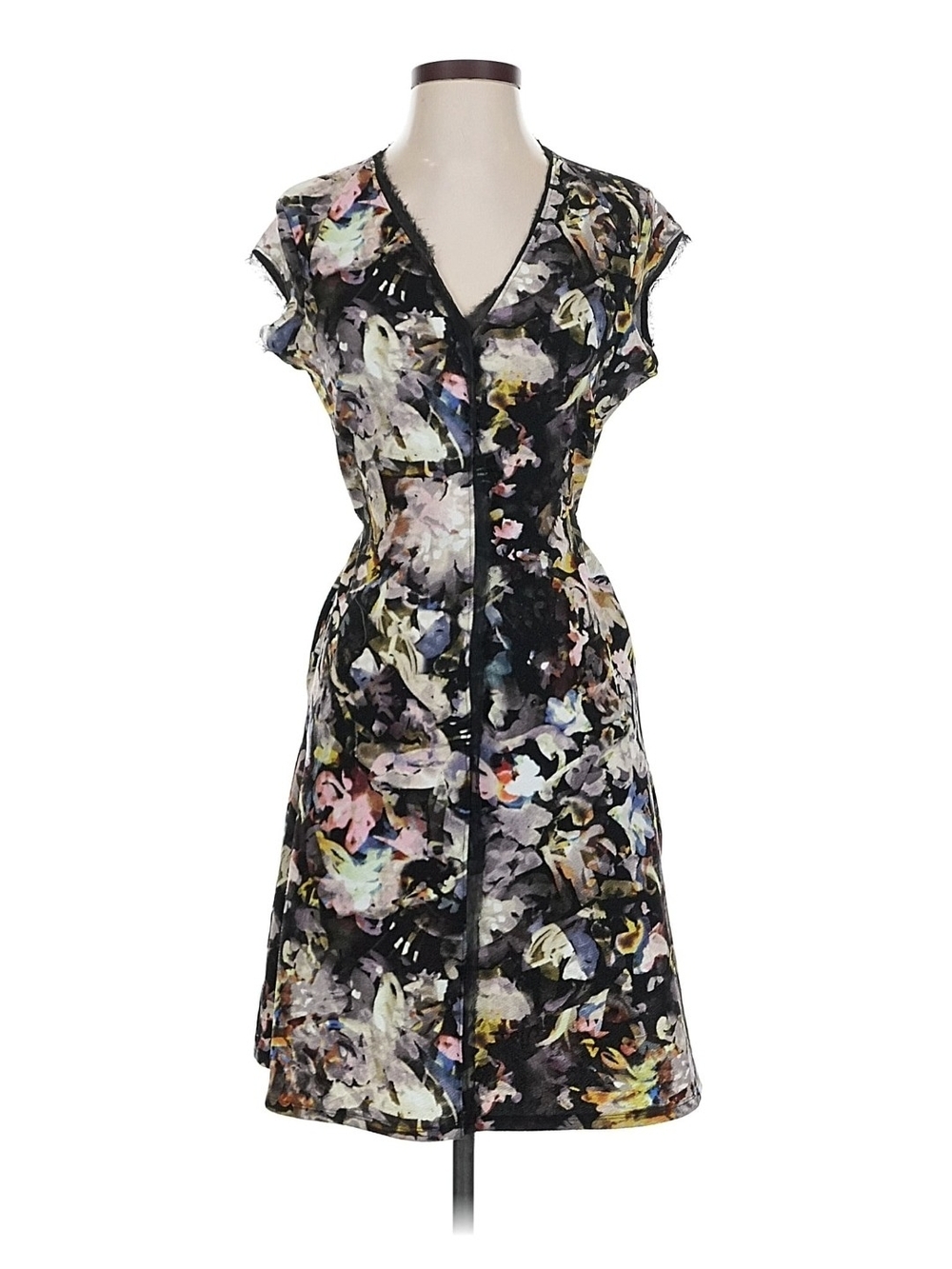 Simply Vera Vera Wang Black Floral Watercolor Midi Dress